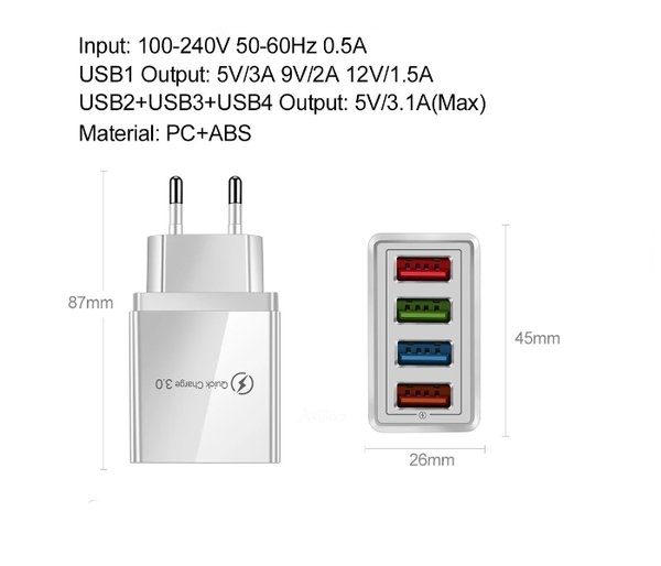 Chargeur 4 USB