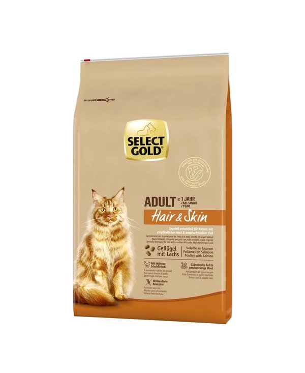 Select Gold Cat Adult Hair&Skin Poulet et Saumon 7 Kg